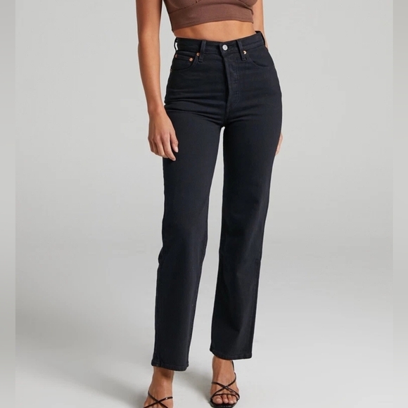 Levi's Ribcage Straight Black Sproud Sz 26 Nwt - Picture 2 of 16